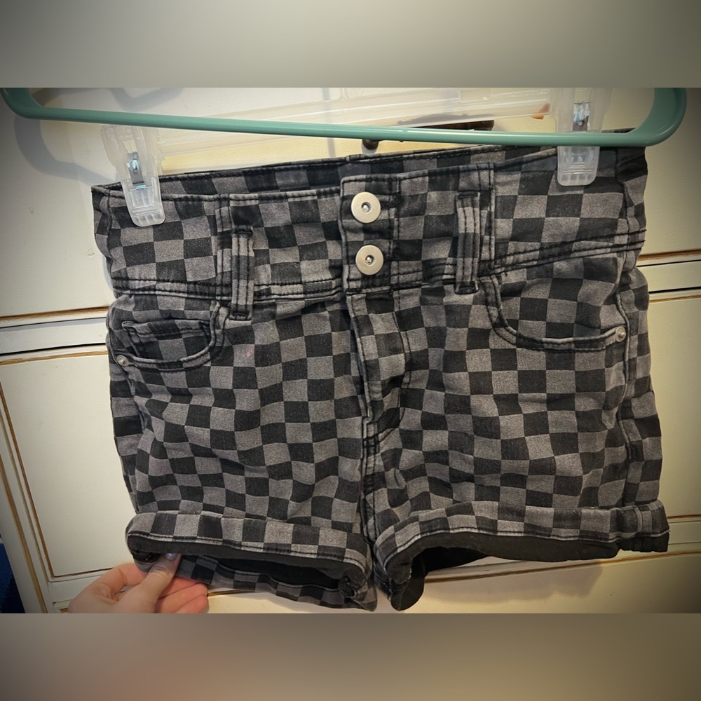 Cute High Rise Checkered Gray/Black Shorts Jrs.